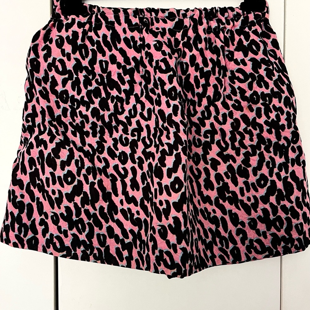 Lanvin Pink and Black Leopard Print Mini Skirt